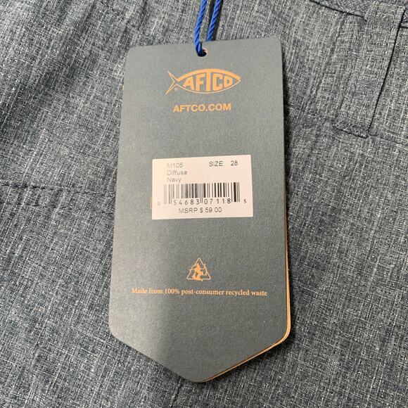 Aftco Men Diffuse Fishing Shorts 28 Blue Diffuse Navy M105 Cargo AFTech 7.5 - Picture 3 of 12